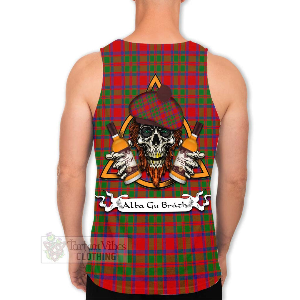 Tartan Vibes Clothing MacIntosh (McIntosh) Tartan Men's Tank Top with Family Crest and Bearded Skull Holding Bottles of Whiskey