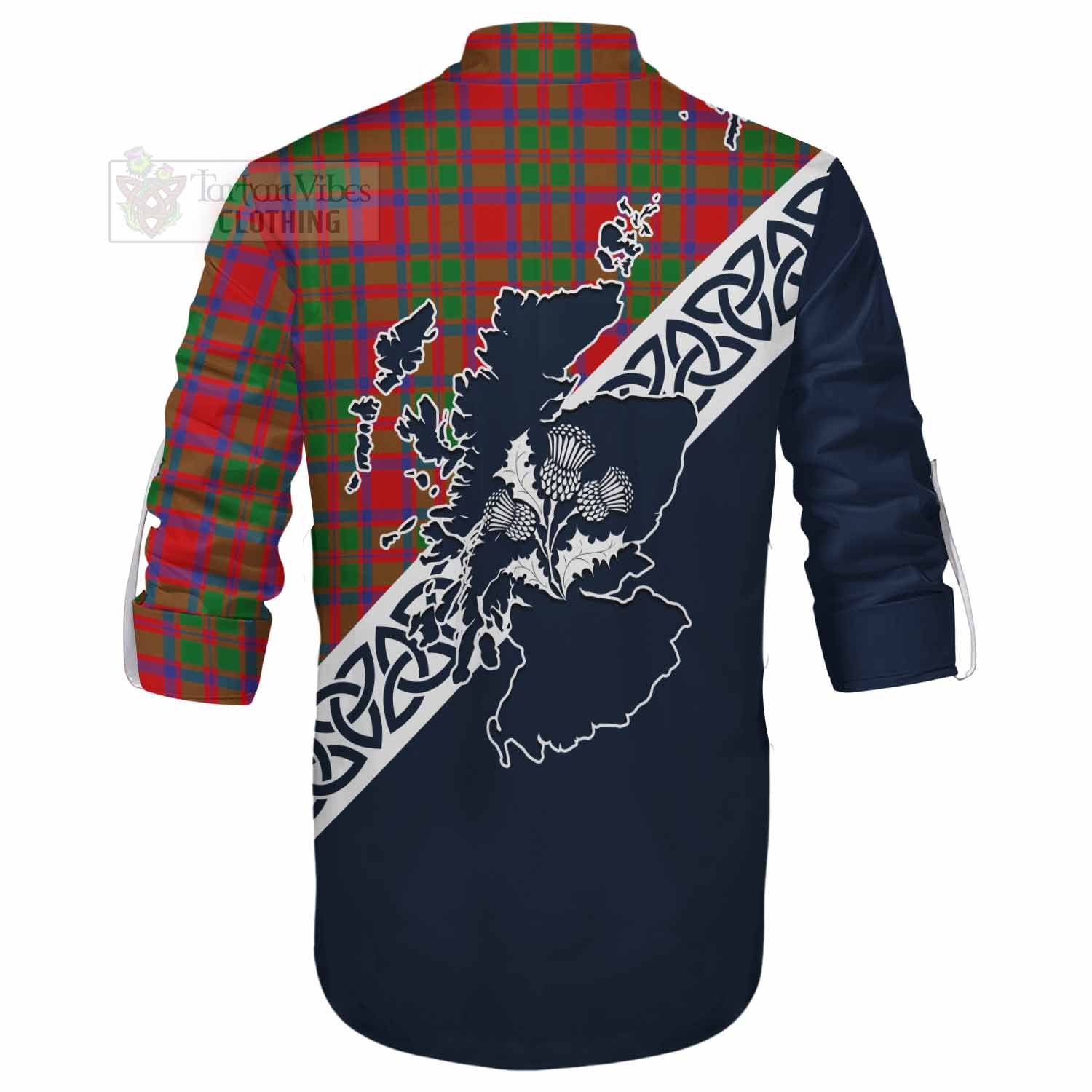 MacIntosh (McIntosh) Tartan Ghillie Kilt Shirt Featuring Thistle and Scotland Map - Tartan Vibes Clothing