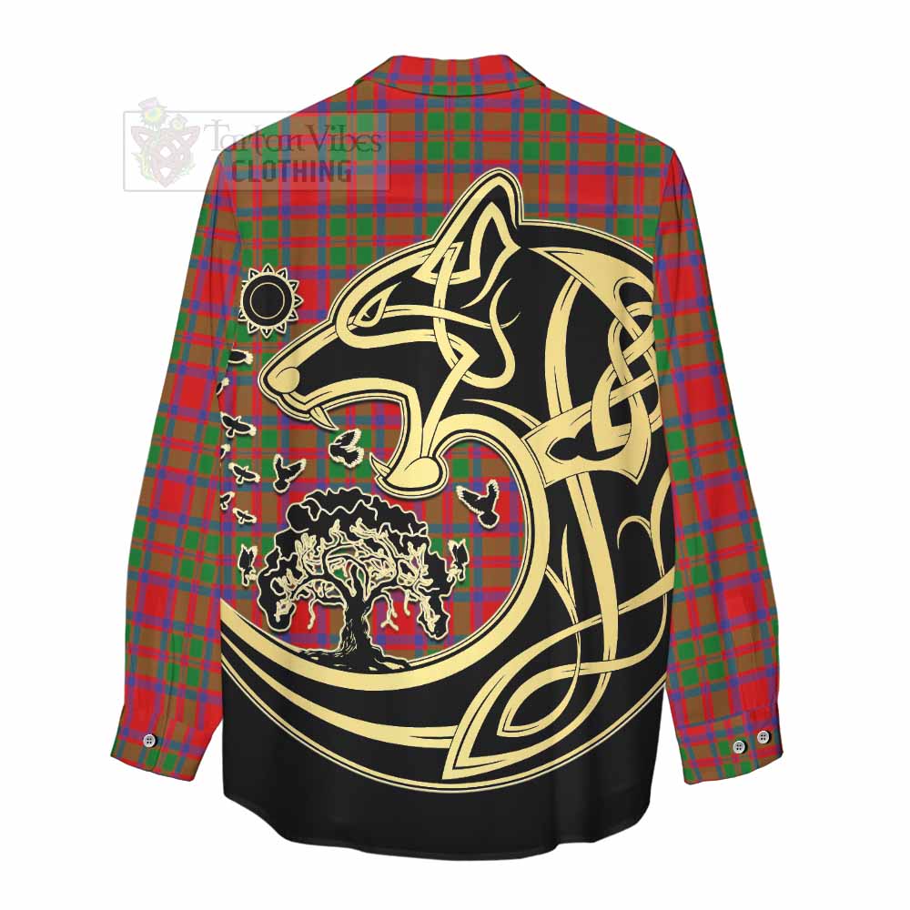 MacIntosh (McIntosh) Tartan Women's Casual Shirt with Family Crest Celtic Wolf Style - Tartan Vibes Clothing