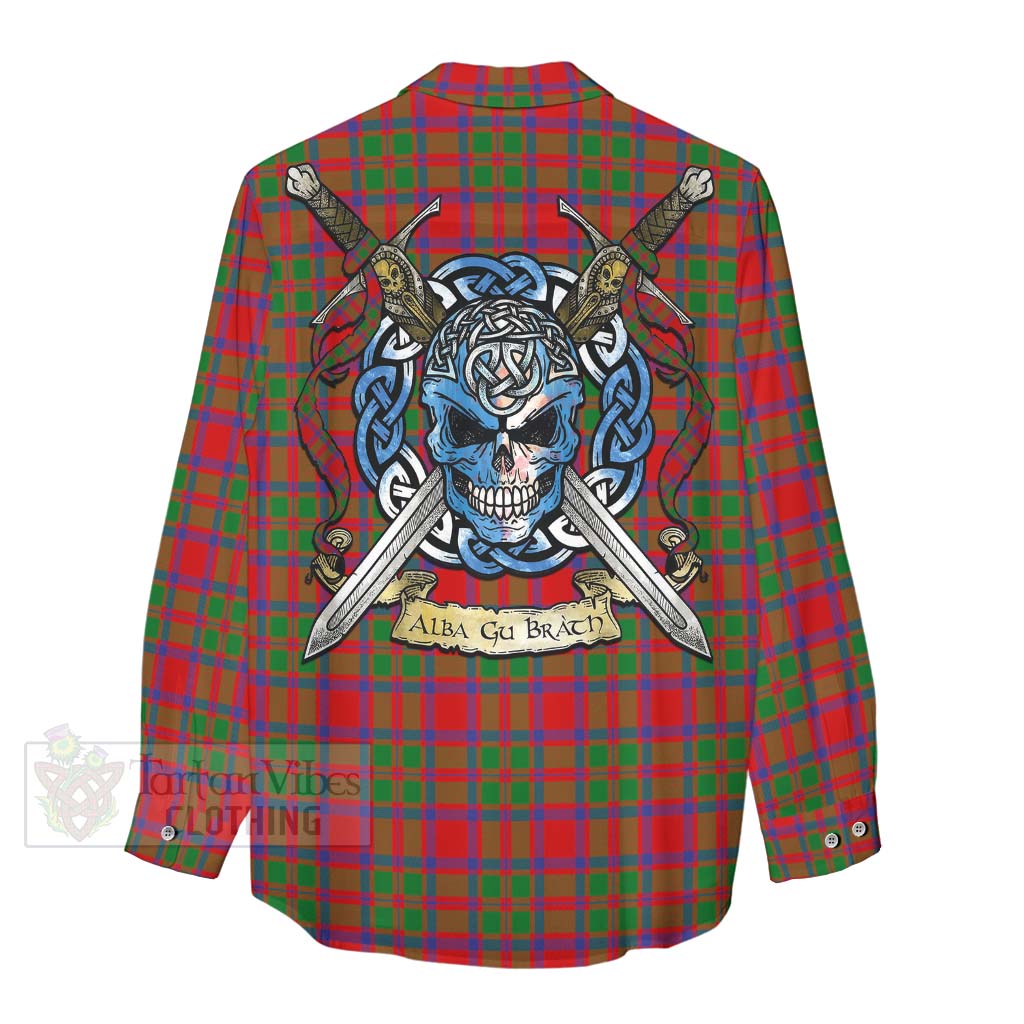 MacIntosh (McIntosh) Tartan Women's Casual Shirt with Family Crest Celtic Skull Style - Tartan Vibes Clothing