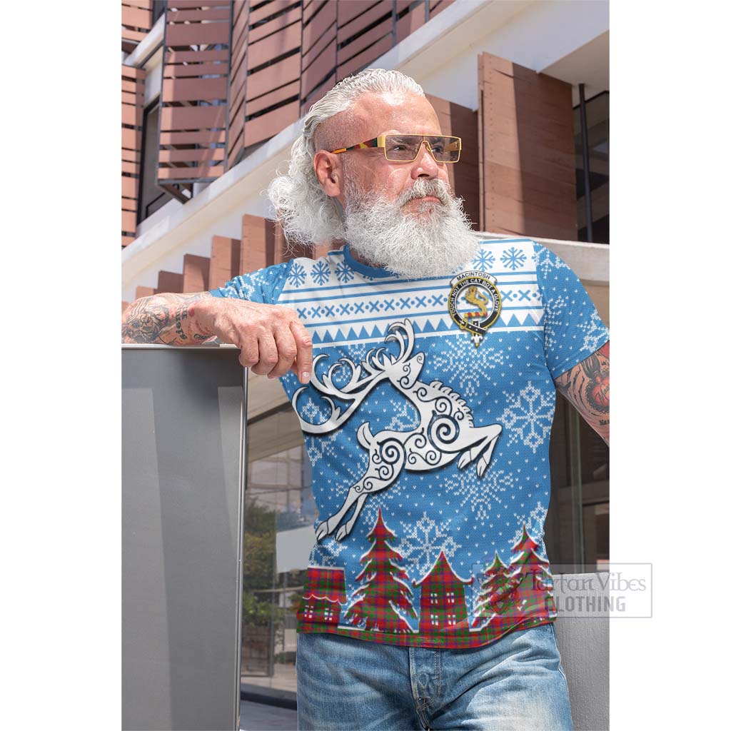 MacIntosh (McIntosh) Clan Christmas Cotton T-shirt Celtic Reindeer Style - Tartan Vibes Clothing