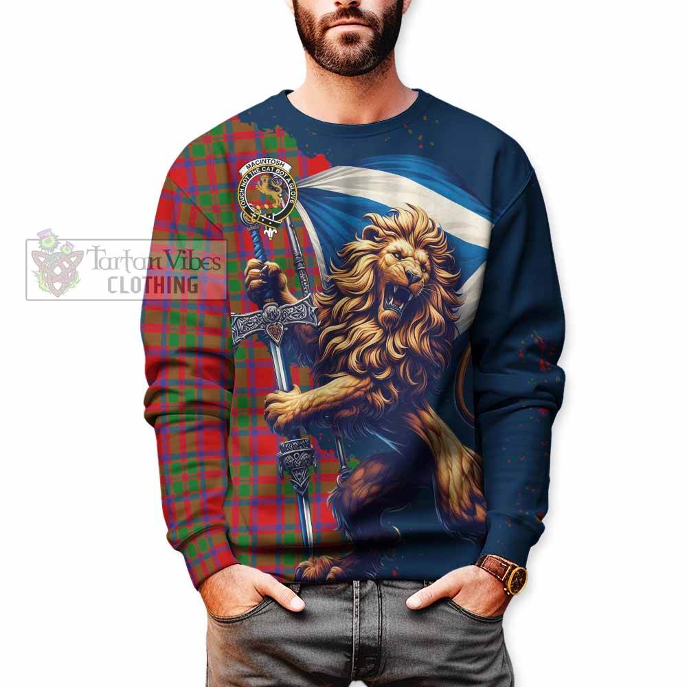 MacIntosh (McIntosh) Tartan Family Crest Sweatshirt with Scottish Majestic Lion - Tartan Vibes Clothing