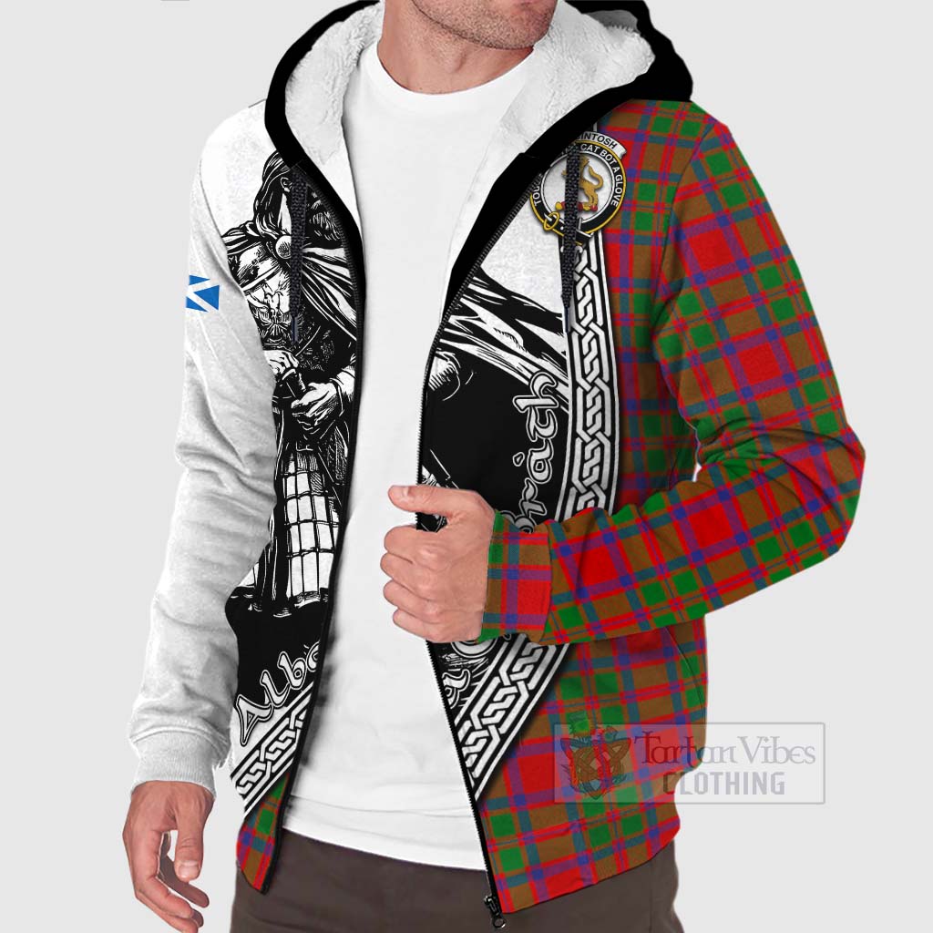 Tartan Vibes Clothing MacIntosh (McIntosh) Tartan Clan Crest Sherpa Hoodie with Highlander Warrior Celtic Style