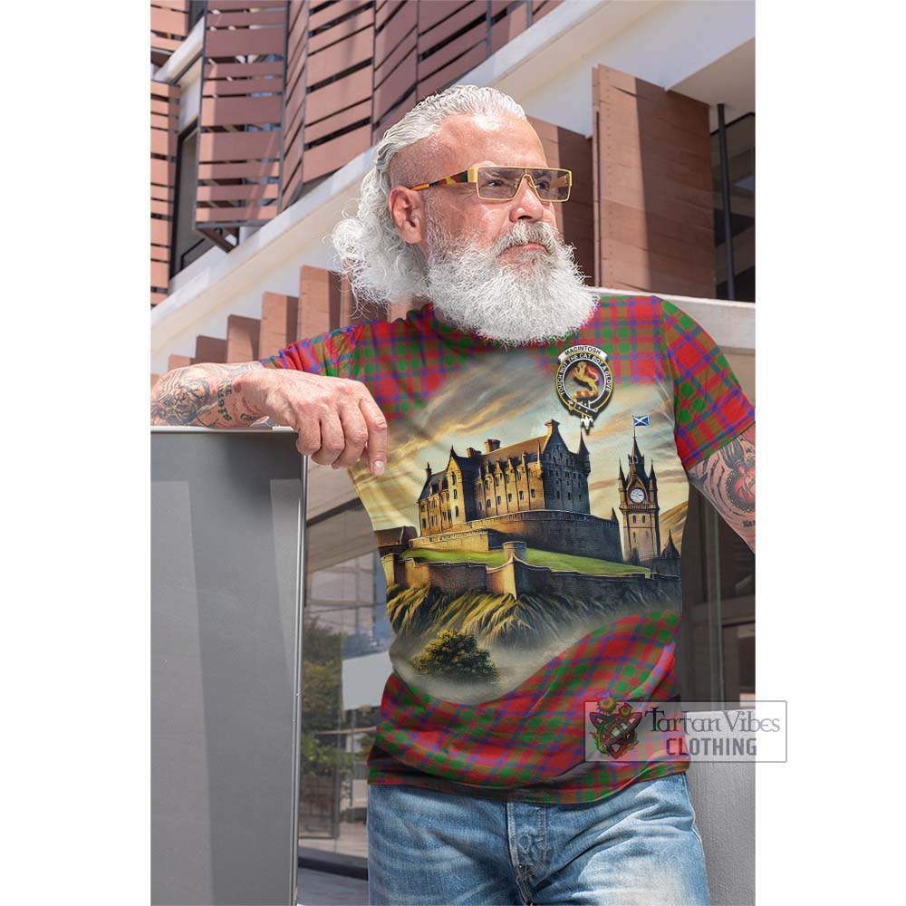 MacIntosh (McIntosh) Tartan Family Crest Cotton T-shirt with Scottish Ancient Castle Style - Tartan Vibes Clothing