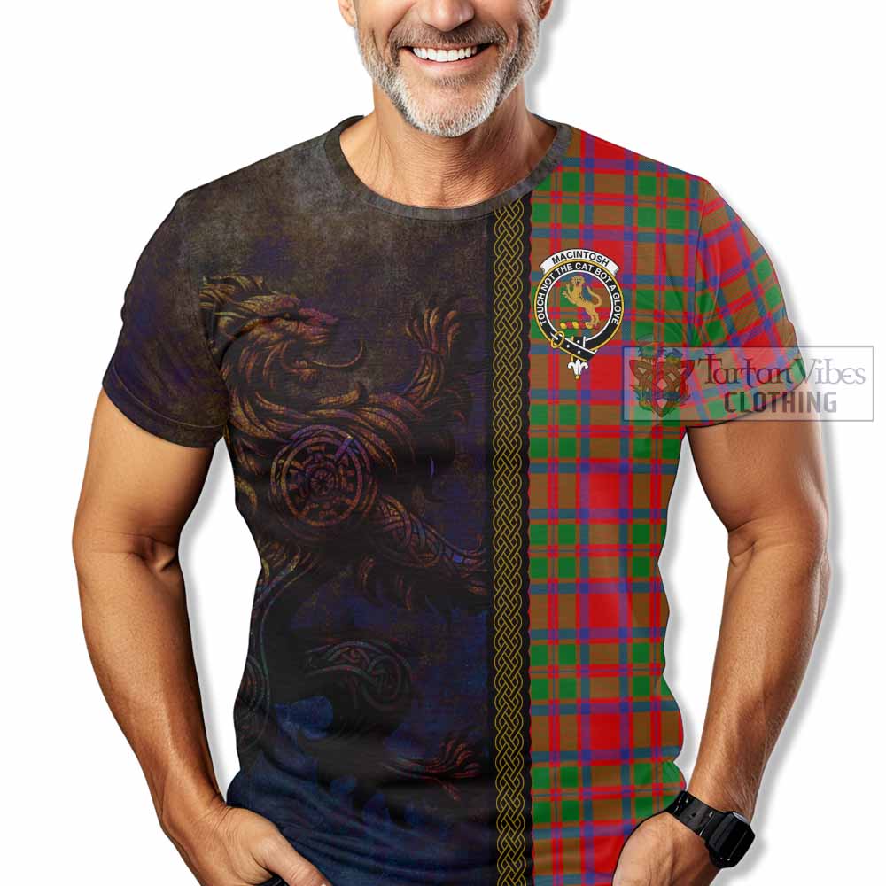 Tartan Vibes Clothing MacIntosh (McIntosh) Tartan Family Crest T-Shirt Alba Gu Brath Be Brave Lion Ancient Style
