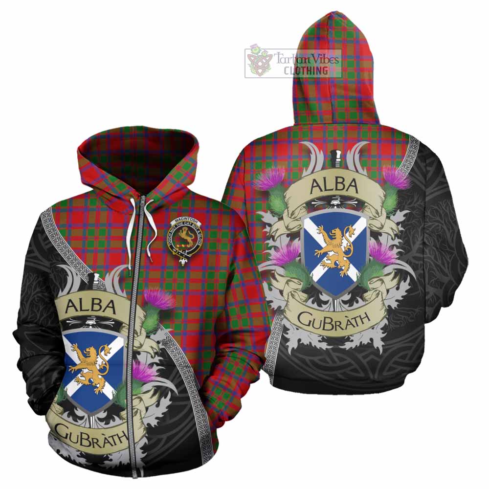 Tartan Vibes Clothing MacIntosh (McIntosh) Tartan Family Crest Hoodie Lion Rampant Royal Thistle Shield Celtic Inspired