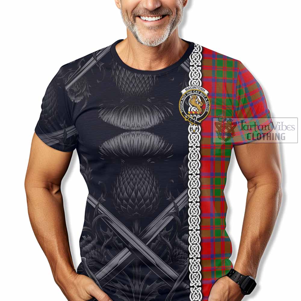MacIntosh (McIntosh) Tartan T-Shirt with Family Crest Cross Sword Thistle Celtic Vibes - Tartan Vibes Clothing