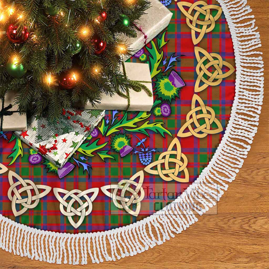 Tartan Vibes Clothing MacIntosh (McIntosh) Tartan Christmas Tree Skirt with Thistle Celtic Knot Style