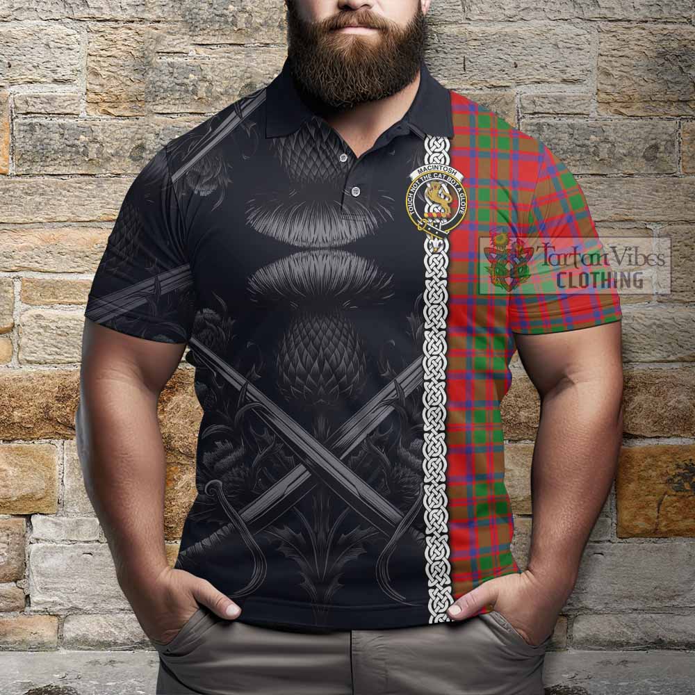 MacIntosh (McIntosh) Tartan Polo Shirt with Family Crest Cross Sword Thistle Celtic Vibes - Tartan Vibes Clothing