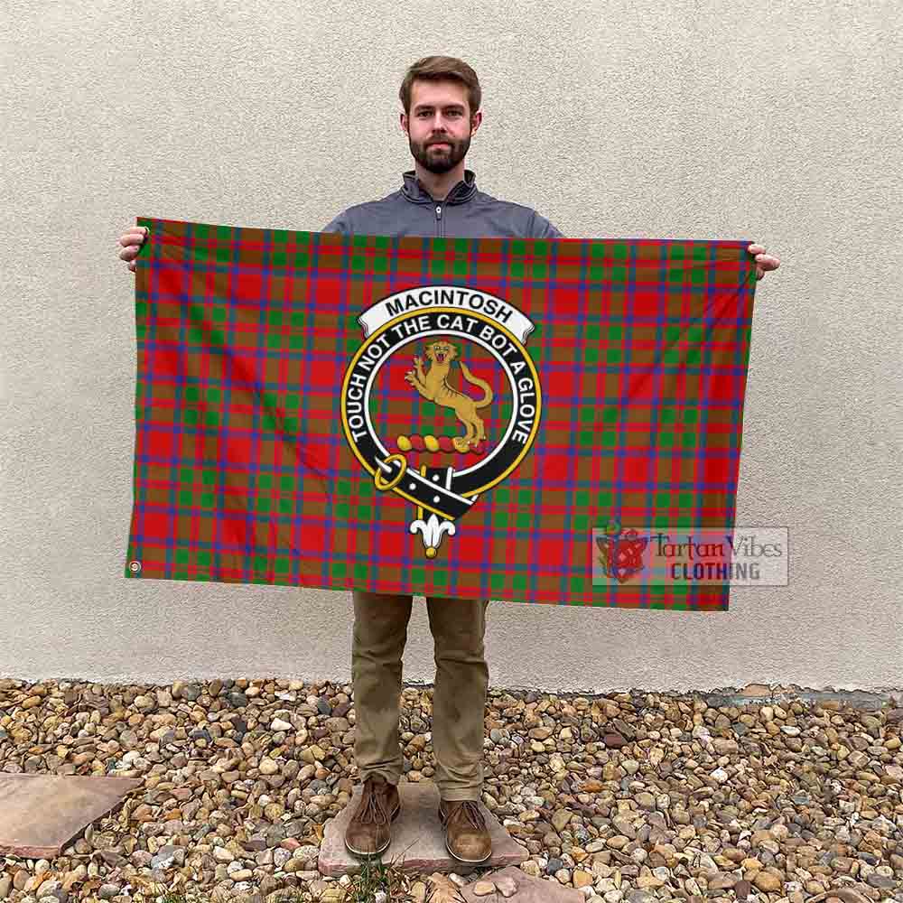 Tartan Vibes Clothing MacIntosh (McIntosh) Tartan House Flag with Family Crest