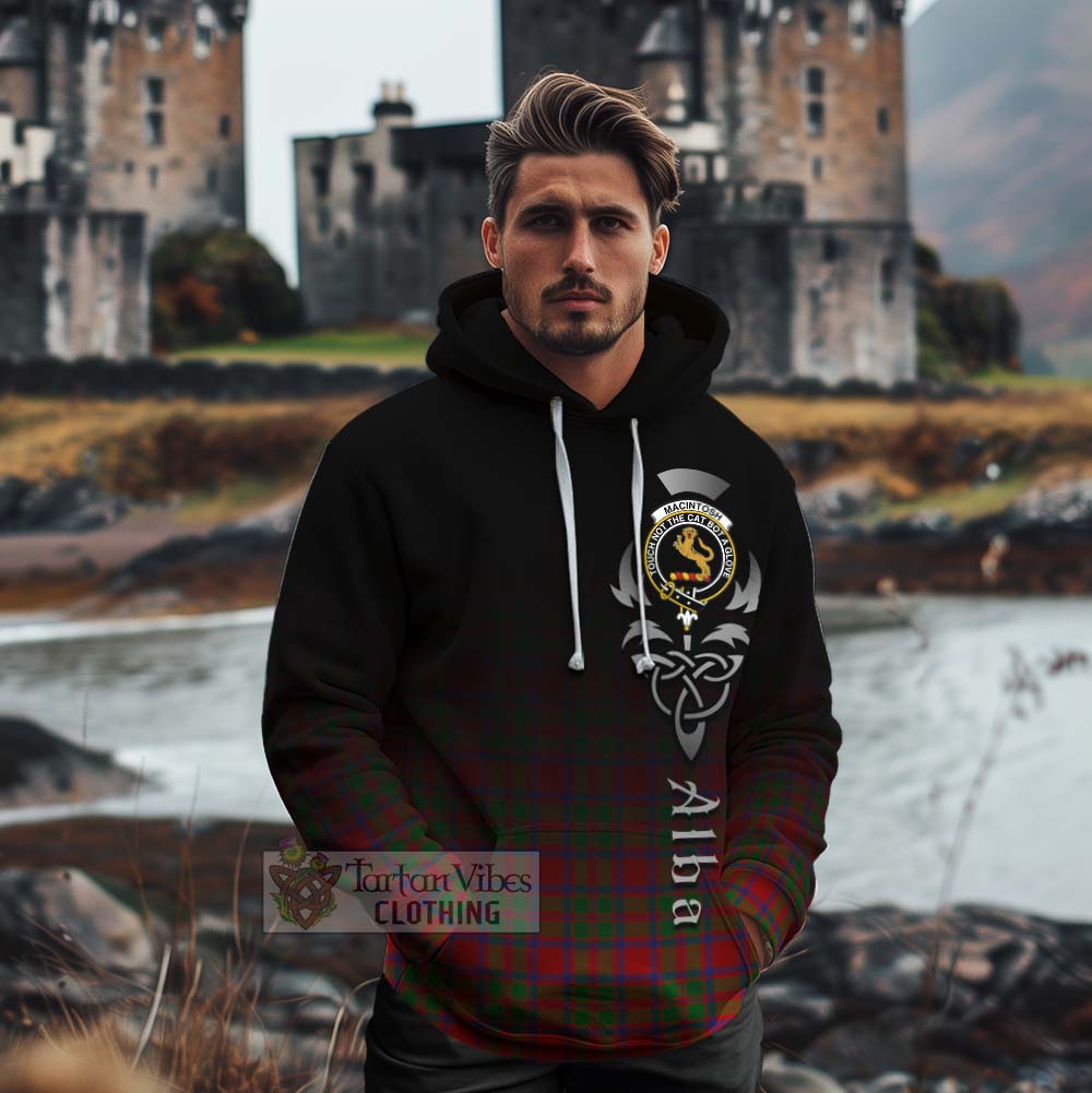 Tartan Vibes Clothing MacIntosh (McIntosh) Tartan Cotton Hoodie Featuring Alba Gu Brath Family Crest Celtic Inspired