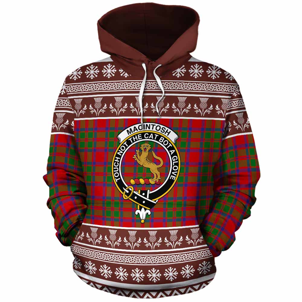 MacIntosh (McIntosh) Clan Tartan Christmas Cotton Hoodie with Family Crest - Tartan Vibes Clothing