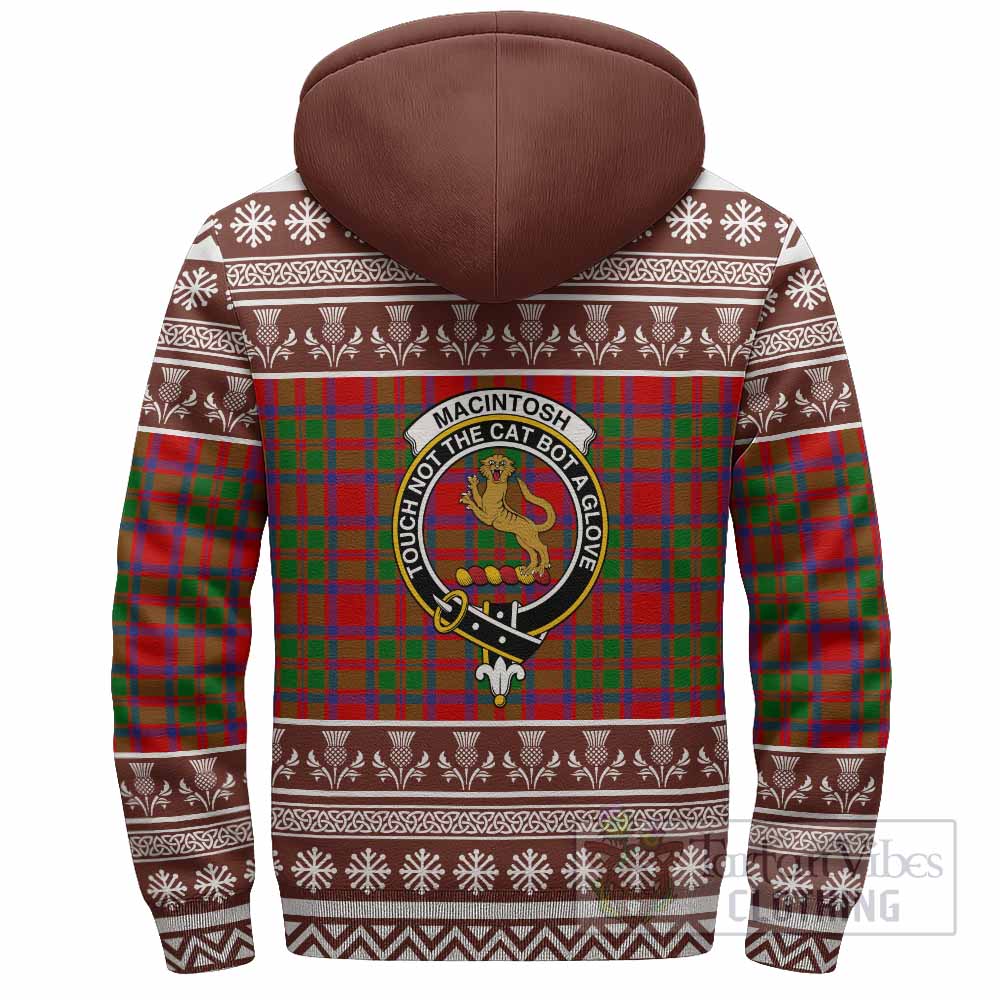 MacIntosh (McIntosh) Clan Tartan Christmas Fleece Hoodie with Family Crest - Tartan Vibes Clothing