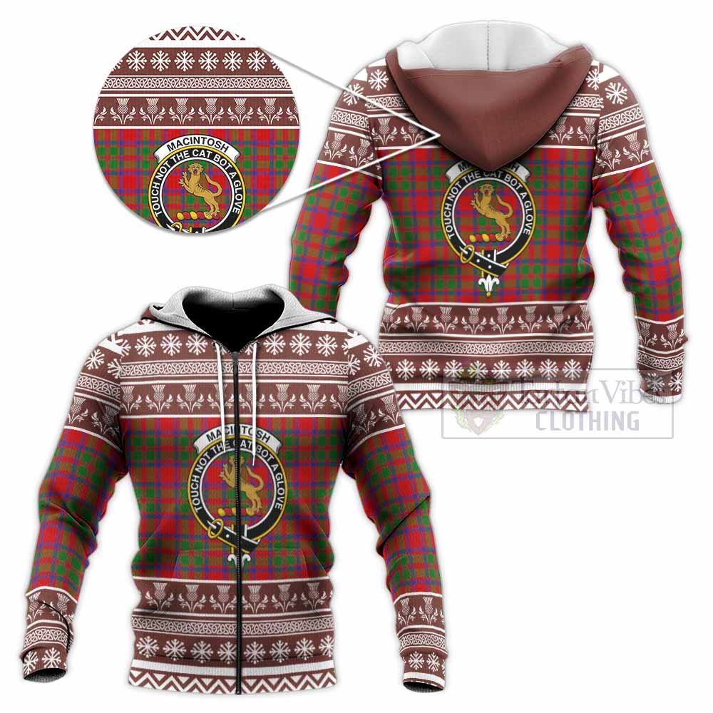 MacIntosh (McIntosh) Clan Tartan Christmas Knitted Hoodie with Family Crest - Tartan Vibes Clothing