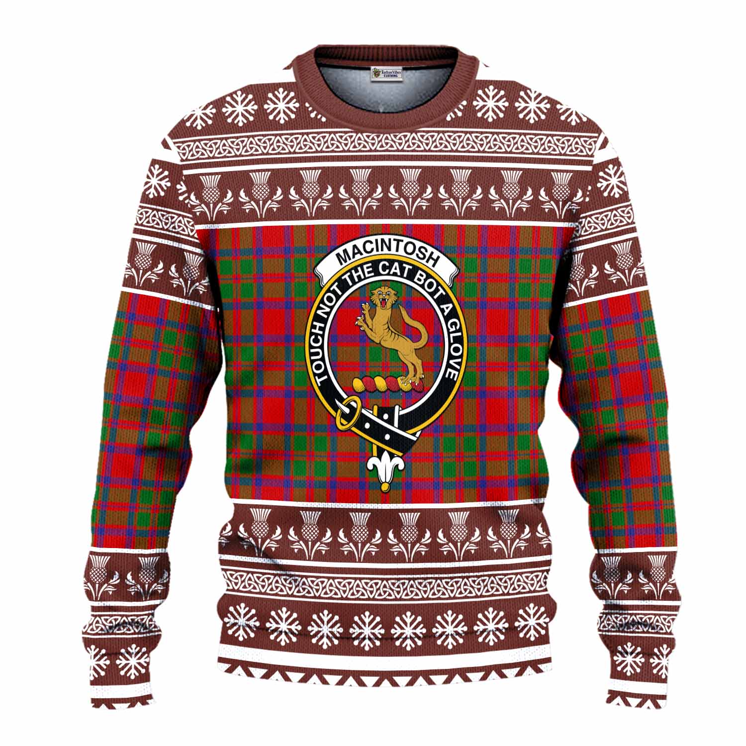 MacIntosh (McIntosh) Clan Tartan Christmas Ugly Sweater with Family Crest - Tartan Vibes Clothing