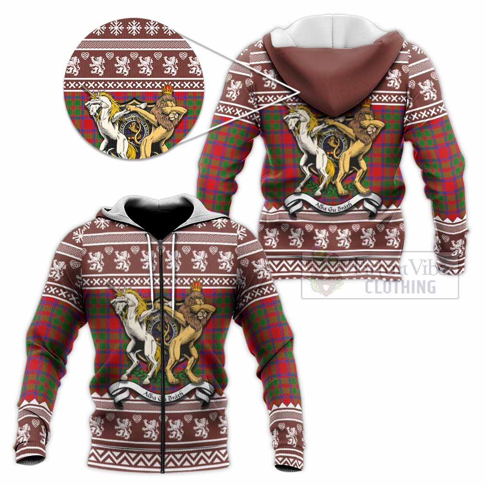 MacIntosh (McIntosh) Clan Tartan Crest Christmas Knitted Hoodie Coat of Arms Funny Style - Tartan Vibes Clothing