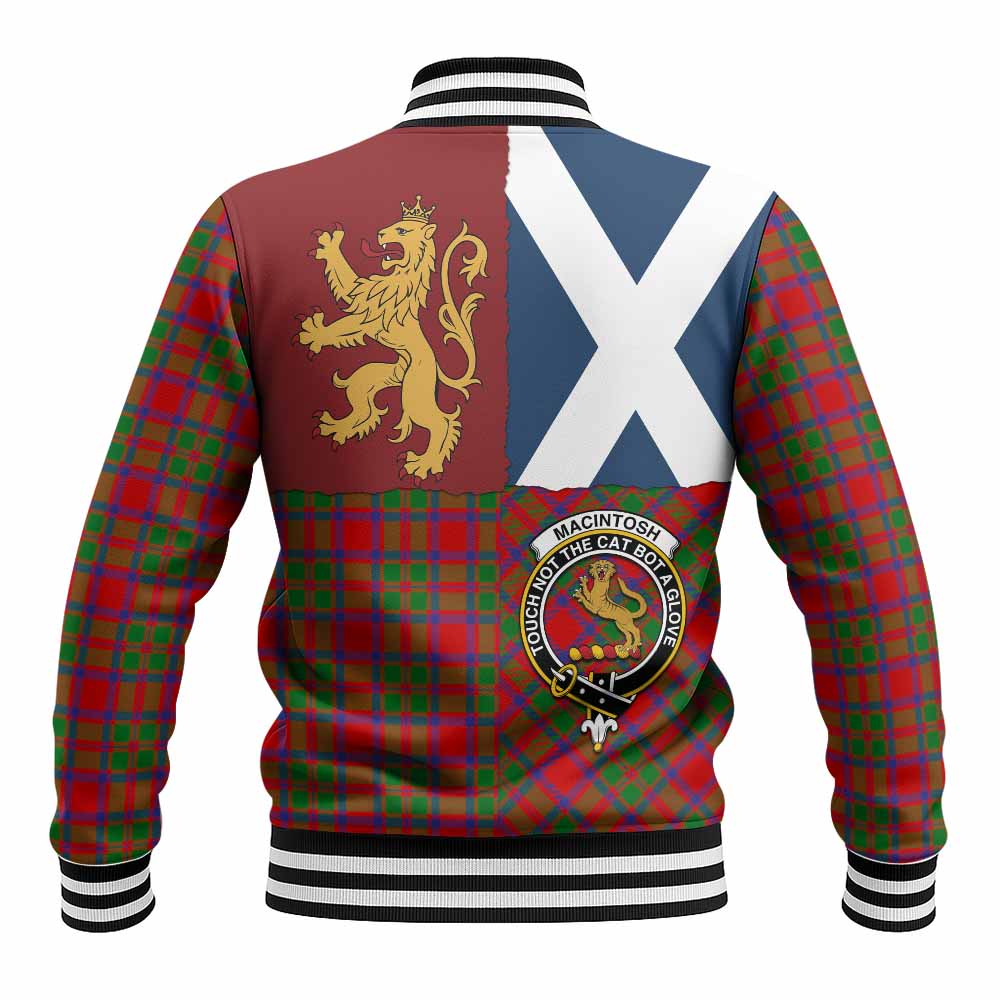 MacIntosh (McIntosh) Crest Tartan Baseball Jacket with Lion Rampant Saltire Style