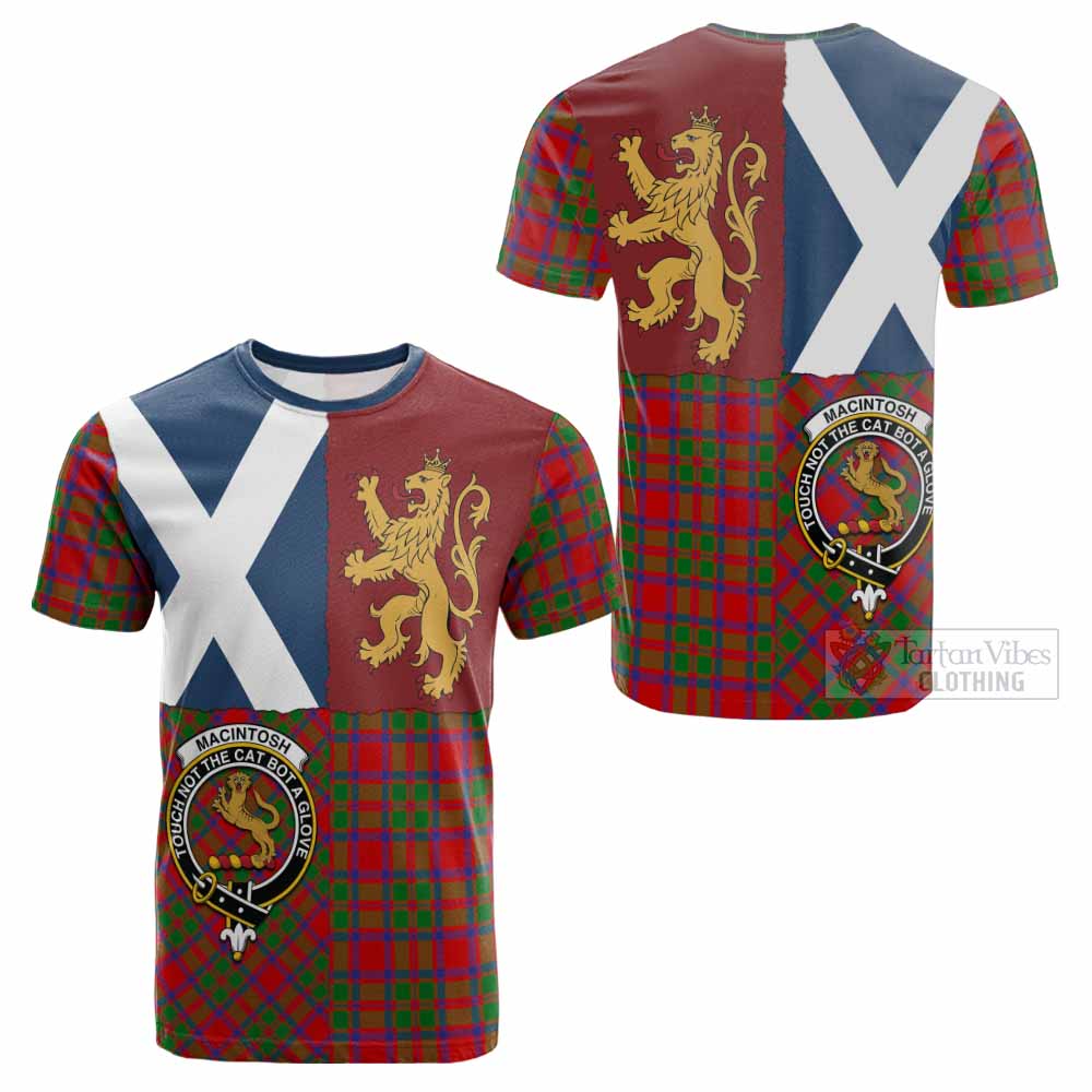 MacIntosh (McIntosh) Crest Tartan Cotton T-shirt with Lion Rampant Saltire Style - Tartan Vibes Clothing