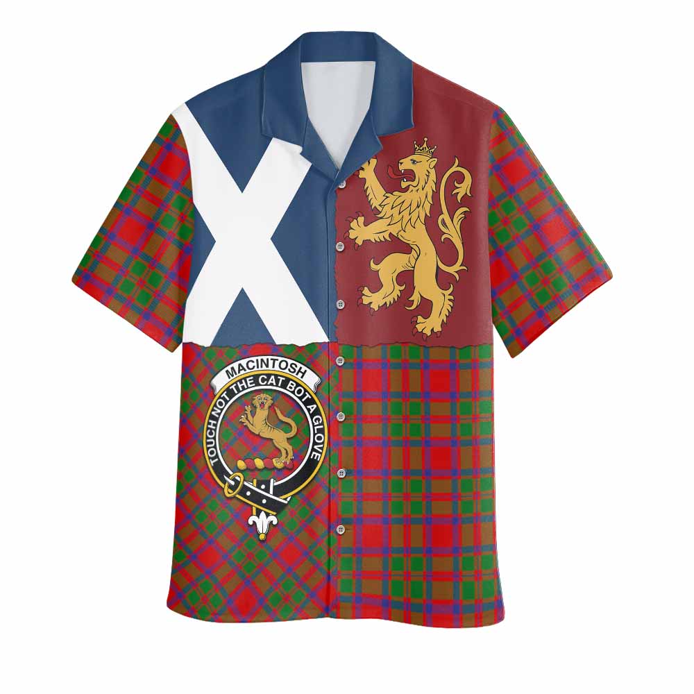 MacIntosh (McIntosh) Crest Tartan Hawaiian Shirt with Lion Rampant Saltire Style