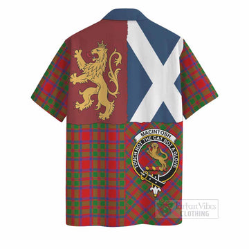 MacIntosh (McIntosh) Crest Tartan Hawaiian Shirt with Lion Rampant Saltire Style