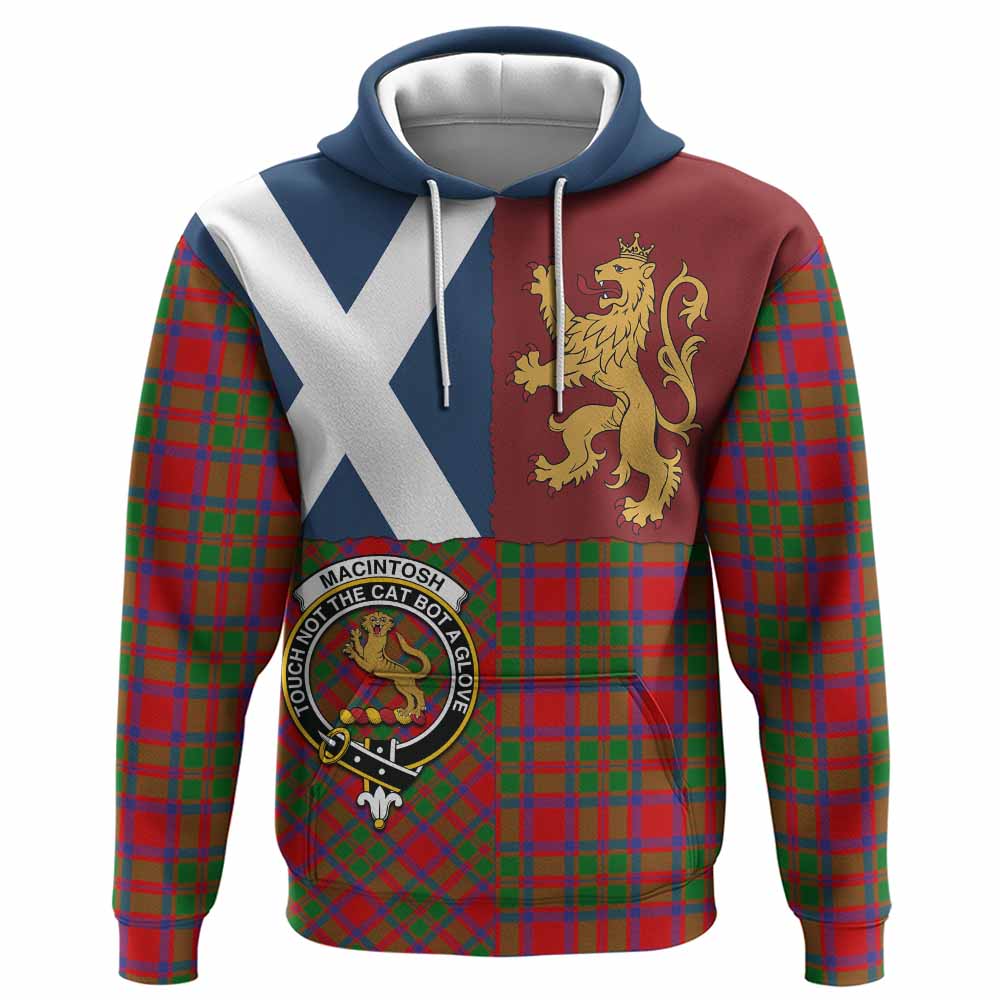 MacIntosh (McIntosh) Crest Tartan Hoodie with Lion Rampant Saltire Style