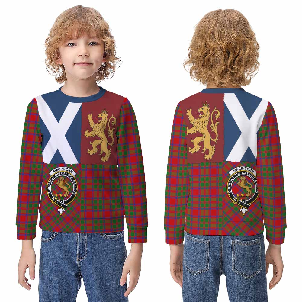 MacIntosh (McIntosh) Crest Tartan Kid Knitted Sweatshirt with Lion Rampant Saltire Style - Tartan Vibes Clothing