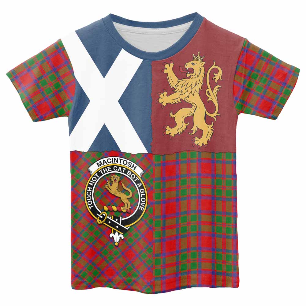 MacIntosh (McIntosh) Crest Tartan Kid T-shirt with Lion Rampant Saltire Style - Tartan Vibes Clothing