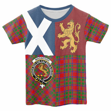 MacIntosh (McIntosh) Crest Tartan Kid T-shirt with Lion Rampant Saltire Style - Tartan Vibes Clothing