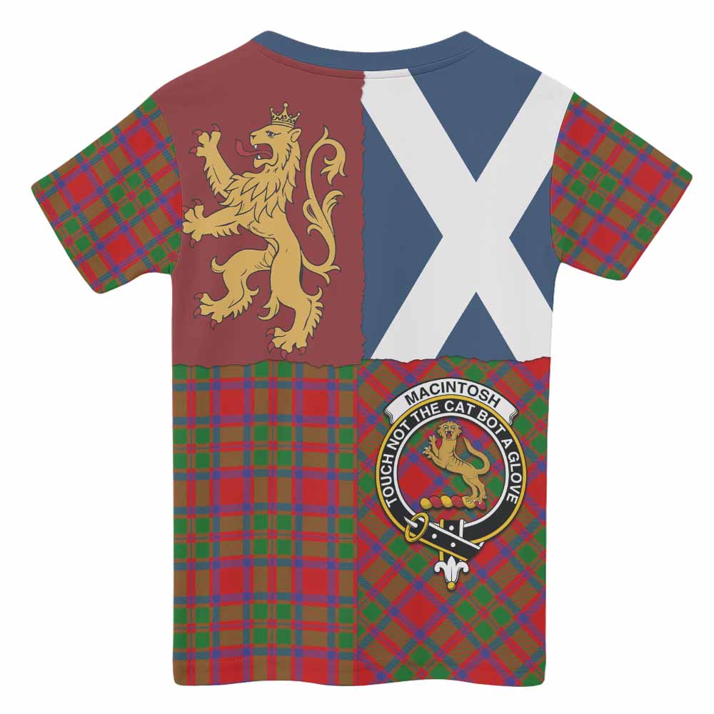 MacIntosh (McIntosh) Crest Tartan Kid T-shirt with Lion Rampant Saltire Style - Tartan Vibes Clothing