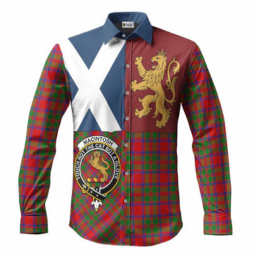 MacIntosh (McIntosh) Crest Tartan Long Sleeve Button Shirts with Lion Rampant Saltire Style