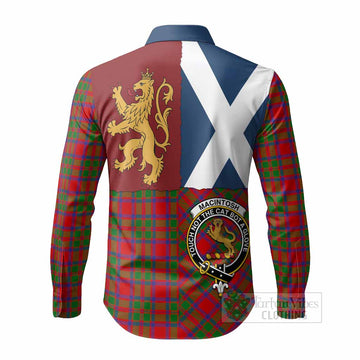 MacIntosh (McIntosh) Crest Tartan Long Sleeve Button Shirts with Lion Rampant Saltire Style
