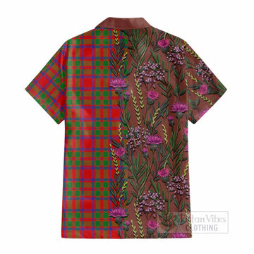 MacIntosh (McIntosh) Family Crest Tartan Cotton Hawaiian Shirt Scottish Thistle Flower Pattern Half Style - Tartan Vibes Clothing
