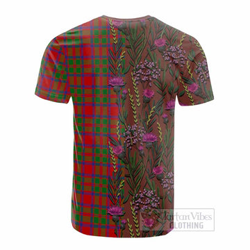 MacIntosh (McIntosh) Family Crest Tartan Cotton T-shirt Scottish Thistle Flower Pattern Half Style