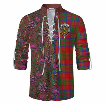 MacIntosh (McIntosh) Family Crest Tartan Ghillie Shirt Scottish Thistle Flower Pattern Half Style - Tartan Vibes Clothing
