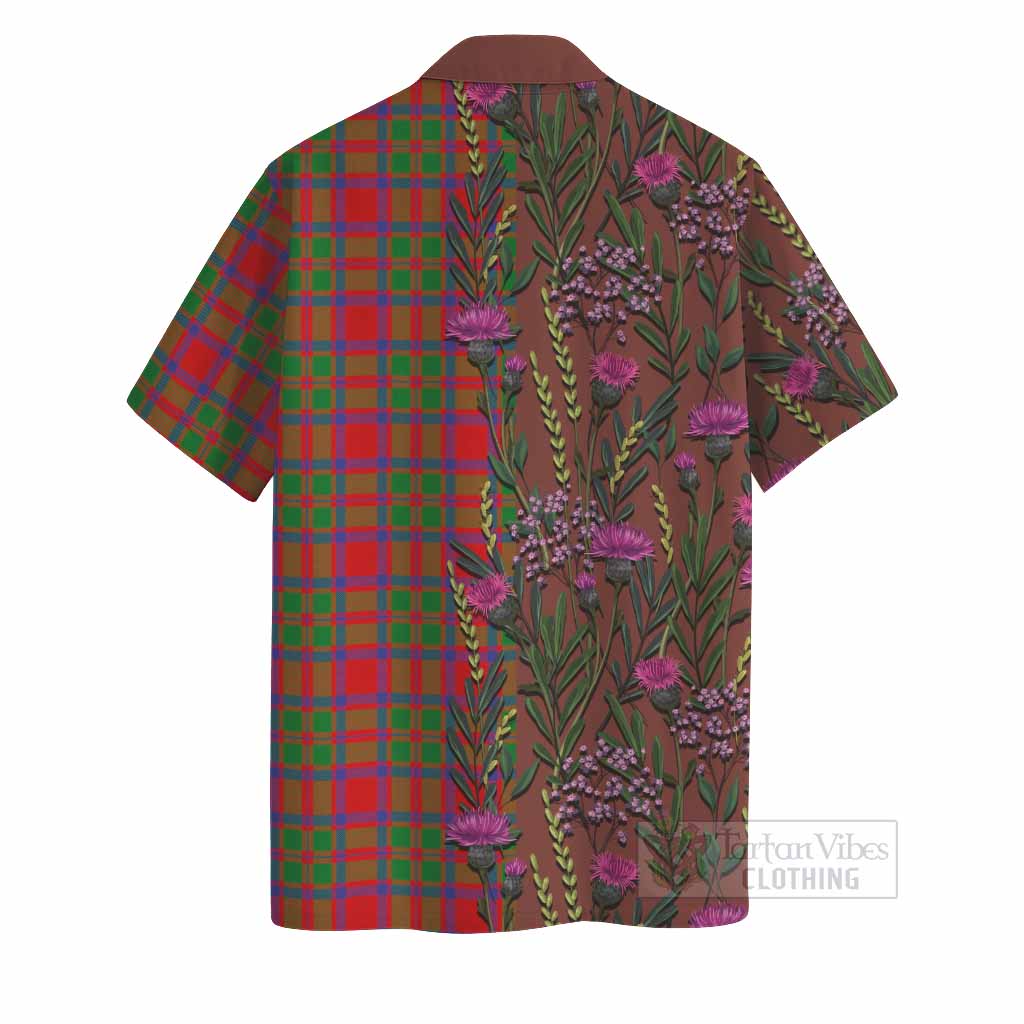 MacIntosh (McIntosh) Family Crest Tartan Hawaiian Shirt Scottish Thistle Flower Pattern Half Style - Tartan Vibes Clothing