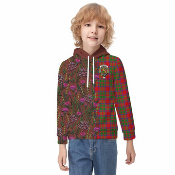 MacIntosh (McIntosh) Family Crest Tartan Kid Hoodie Scottish Thistle Flower Pattern Half Style - Tartan Vibes Clothing