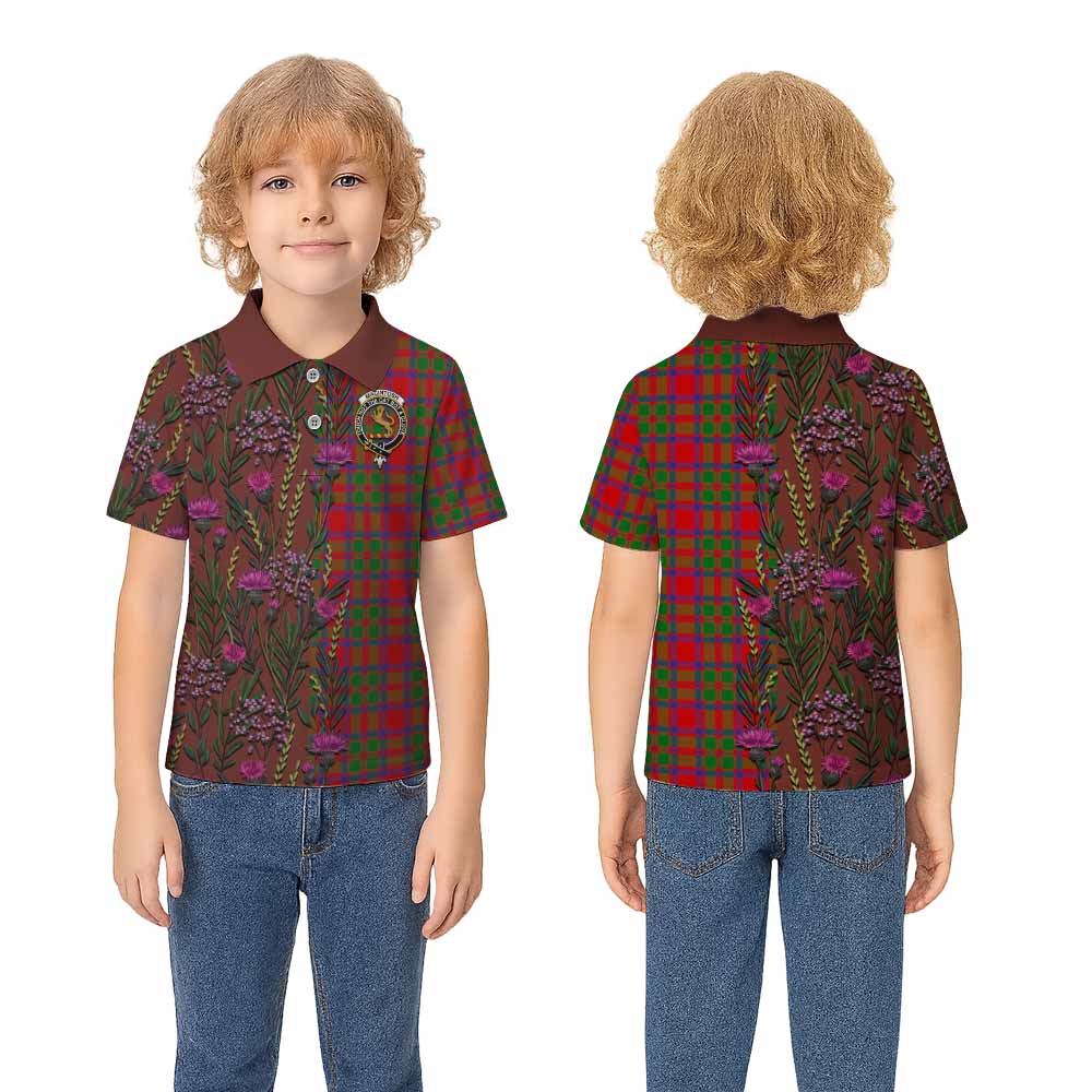 MacIntosh (McIntosh) Family Crest Tartan Kid Polo Shirt Scottish Thistle Flower Pattern Half Style - Tartan Vibes Clothing