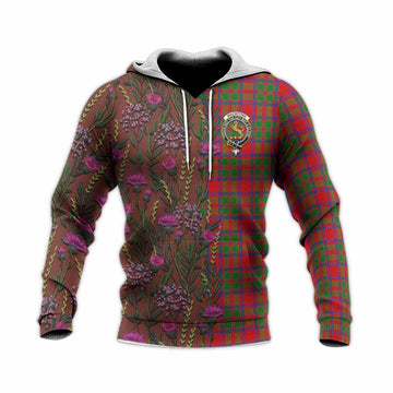 MacIntosh (McIntosh) Family Crest Tartan Knitted Hoodie Scottish Thistle Flower Pattern Half Style - Tartan Vibes Clothing