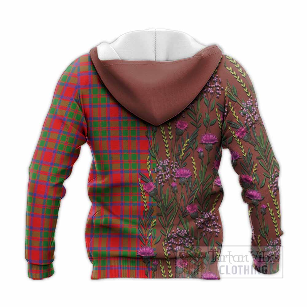 MacIntosh (McIntosh) Family Crest Tartan Knitted Hoodie Scottish Thistle Flower Pattern Half Style - Tartan Vibes Clothing