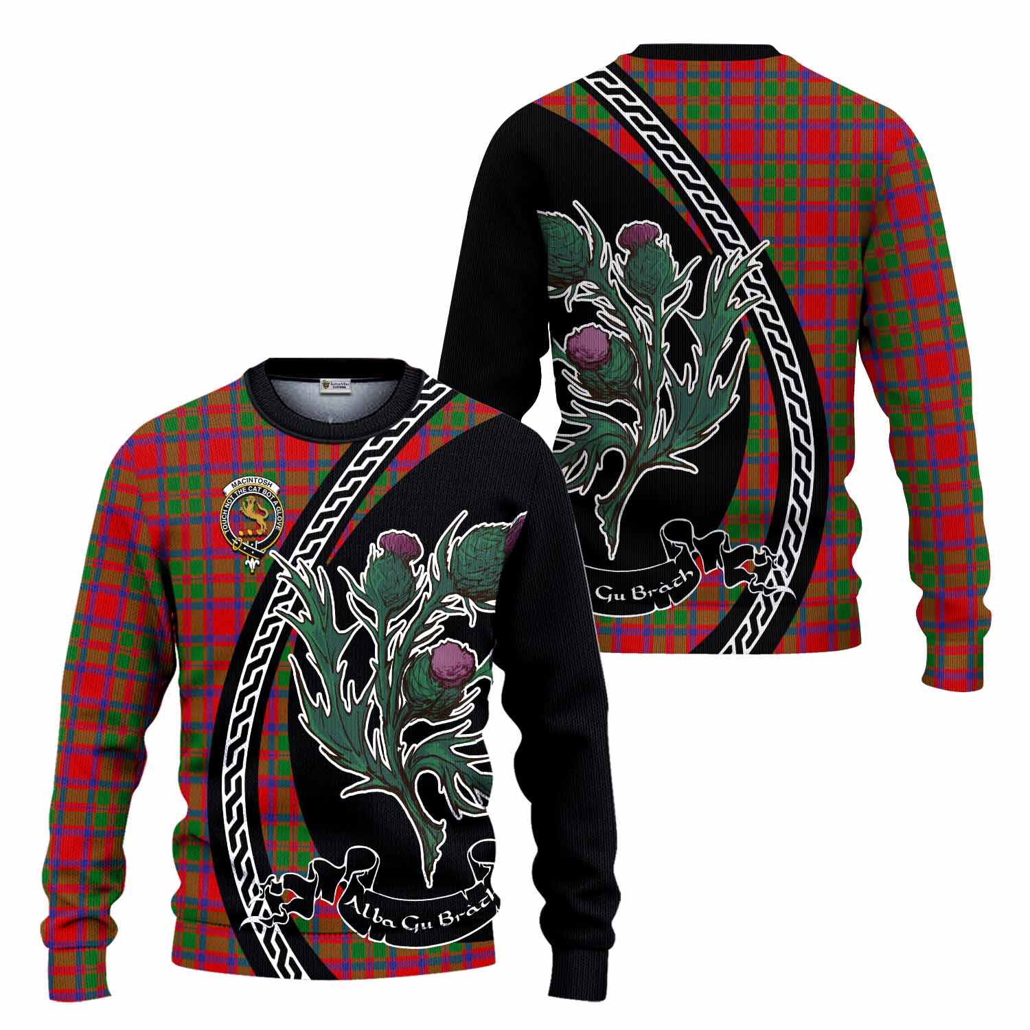 MacIntosh (McIntosh) Family Crest Tartan Knitted Sweater Alba Thistle Inspired - Tartan Vibes Clothing