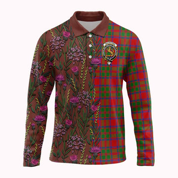 MacIntosh (McIntosh) Family Crest Tartan Long Sleeve Polo Shirt Scottish Thistle Flower Pattern Half Style - Tartan Vibes Clothing