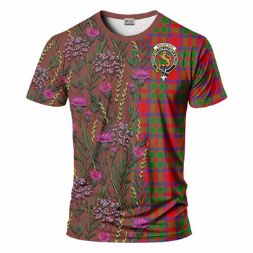 MacIntosh (McIntosh) Family Crest Tartan T-Shirt Scottish Thistle Flower Pattern Half Style - Tartan Vibes Clothing