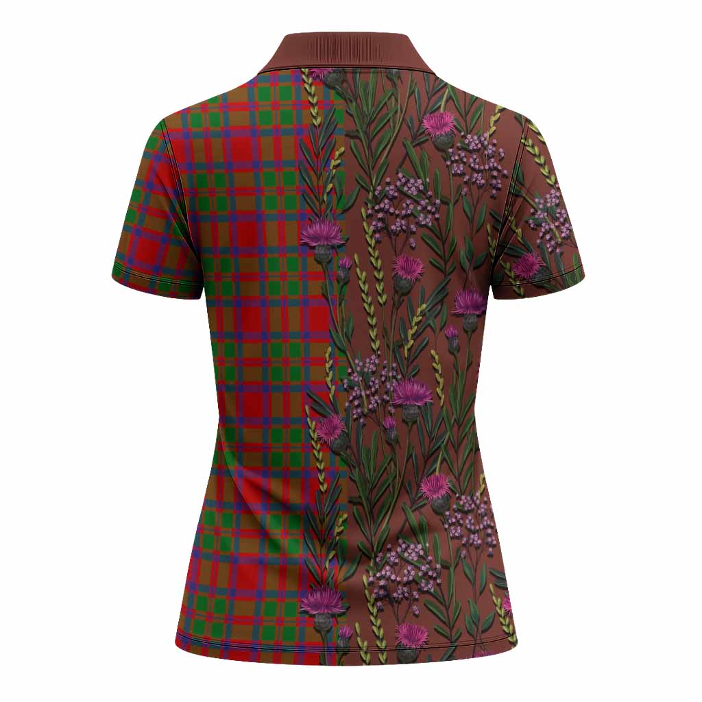 MacIntosh (McIntosh) Family Crest Tartan Women Polo Shirt Scottish Thistle Flower Pattern Half Style - Tartan Vibes Clothing