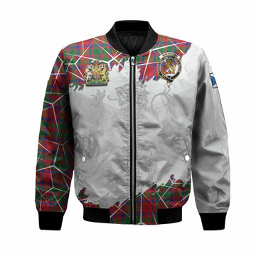 MacIntosh (McIntosh) Tartan Bomber Jacket with Family Crest and Lion Rampant Grunge Style