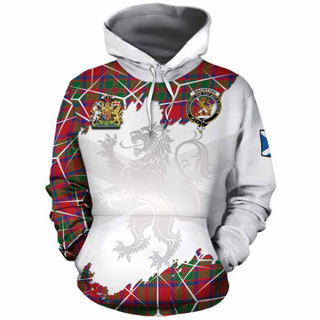 MacIntosh (McIntosh) Tartan Cotton Hoodie with Family Crest and Lion Rampant Grunge Style