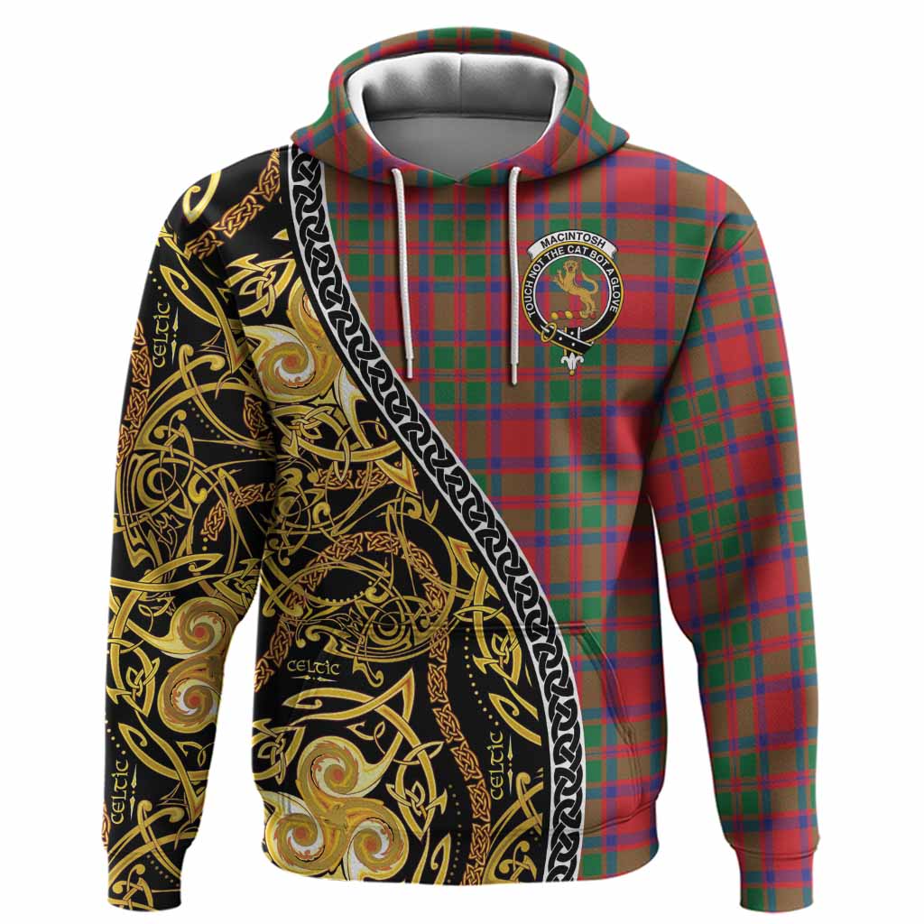 MacIntosh (McIntosh) Tartan Crest Hoodie Celtic Knot and Triple Trickle Spiral Symbols
