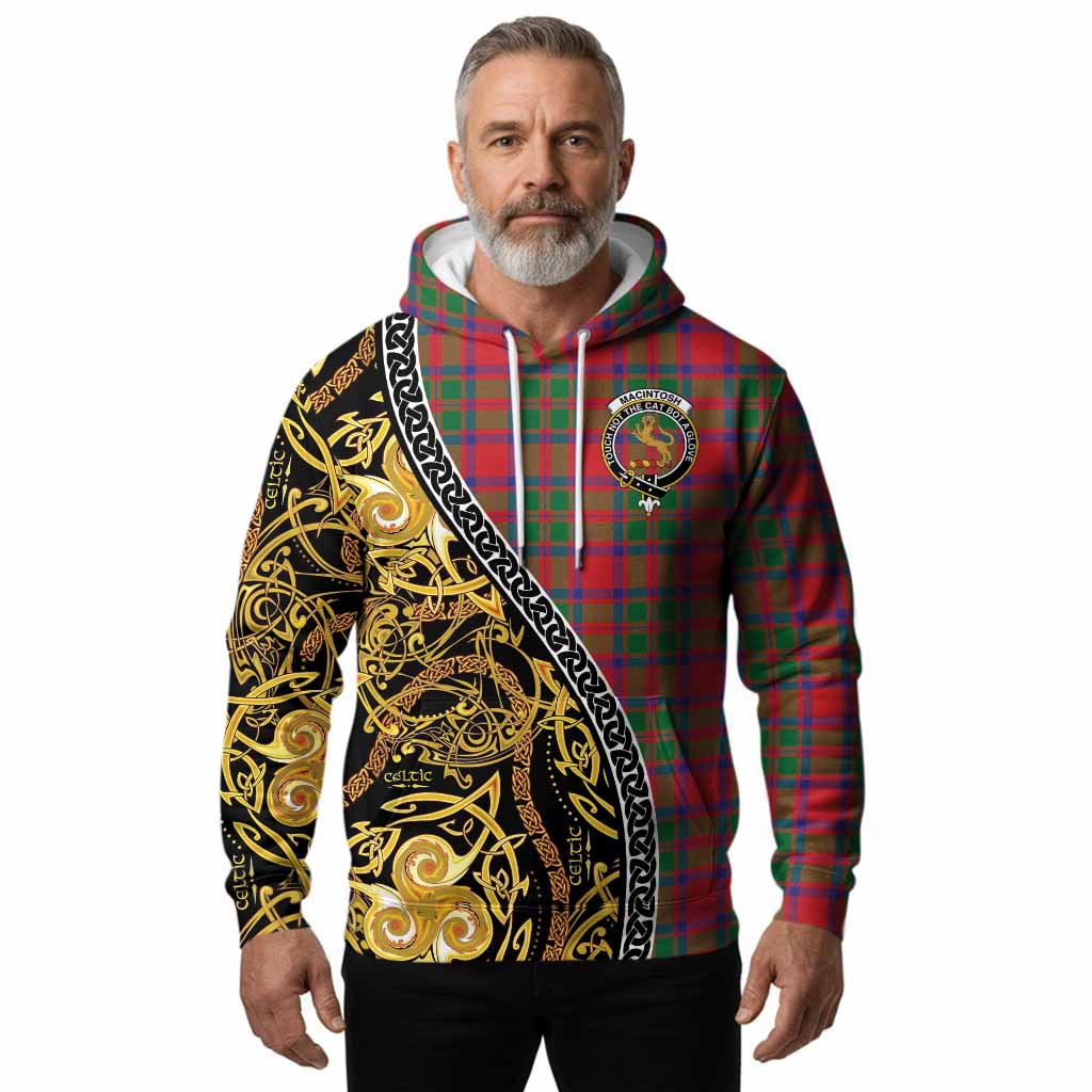 MacIntosh (McIntosh) Tartan Crest Hoodie Celtic Knot and Triple Trickle Spiral Symbols