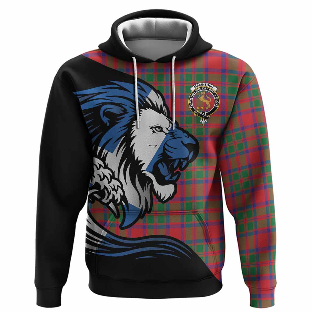 MacIntosh (McIntosh) Tartan Crest Hoodie Scottish Golden Lions Wave Flow