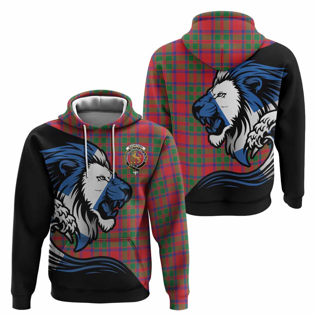 MacIntosh (McIntosh) Tartan Crest Hoodie Scottish Golden Lions Wave Flow