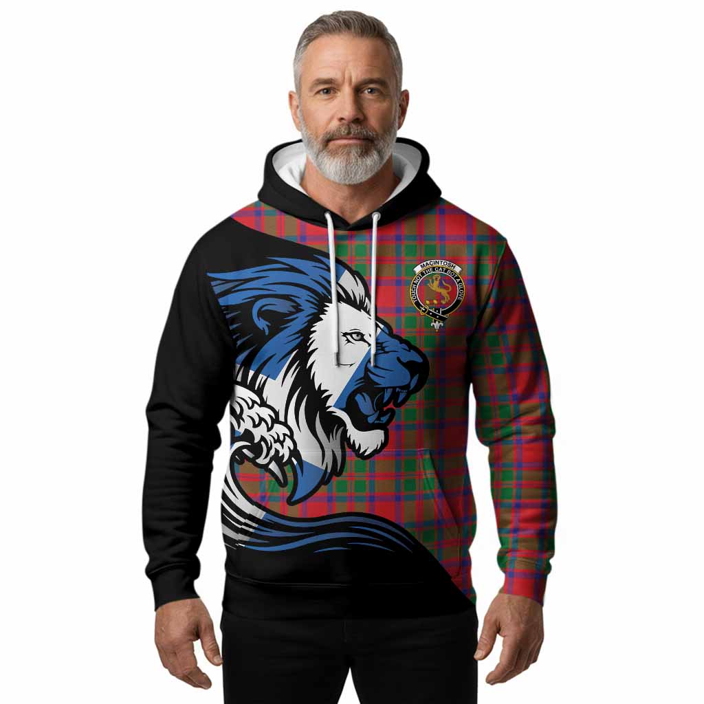 MacIntosh (McIntosh) Tartan Crest Hoodie Scottish Golden Lions Wave Flow